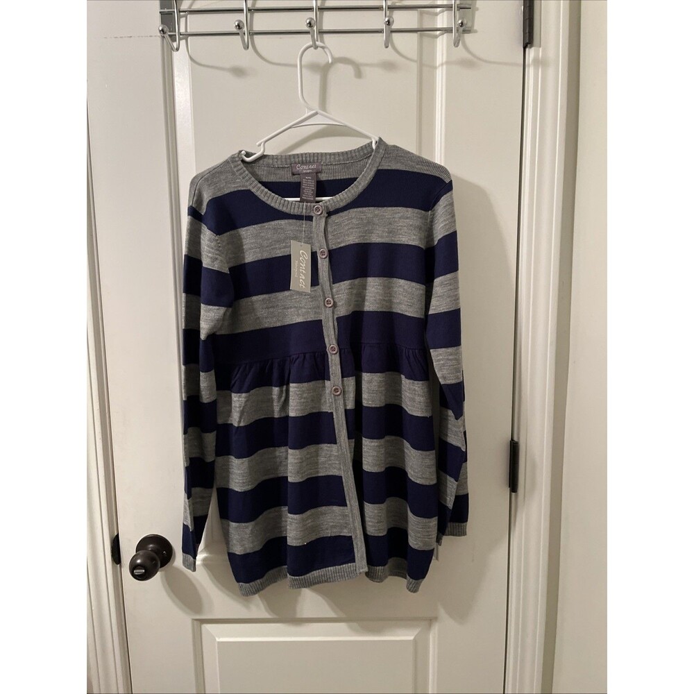 Contact New York Blue/Gray  Striped Sweater Cardigan Women's Size Small